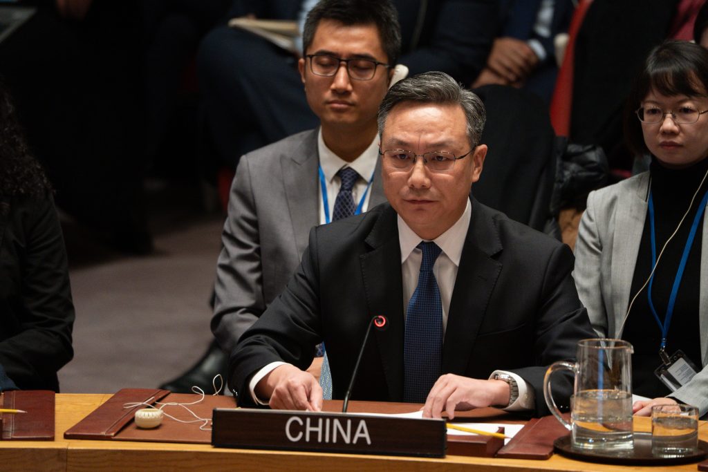 epa12629144 China's Deputy Permanent Representative to the United Nations, Sun Lei (C) speaks during a United Nations Security Council meeting at UN headquarters in New York, New York, USA, 05 January 2026. The United Nations Security Council is holding an emergency meeting under the agenda 'Threats to International Peace and Security' to address the situation in Venezuela, following a US military operation that ended with the capture of Venezuelan President Nicolas Maduro and his wife on 03 January 2026.  EPA/DEREK FRENCH