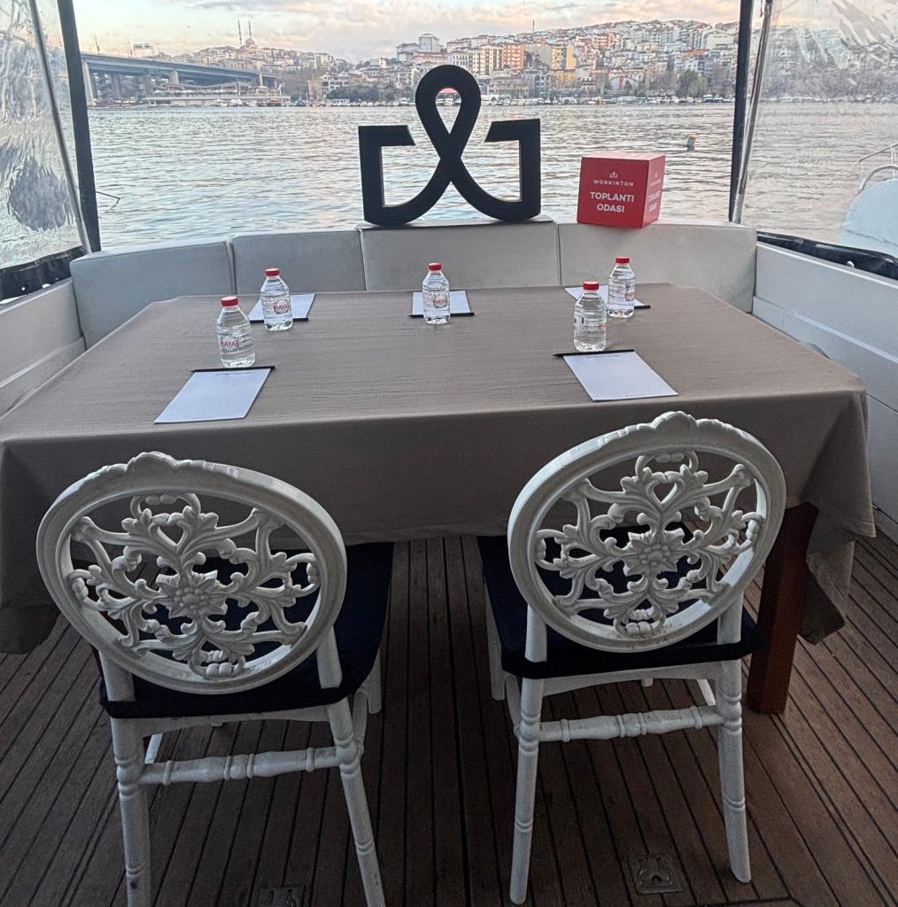 denizde ofis toplantı masası workinton denizde toplantı konsepti